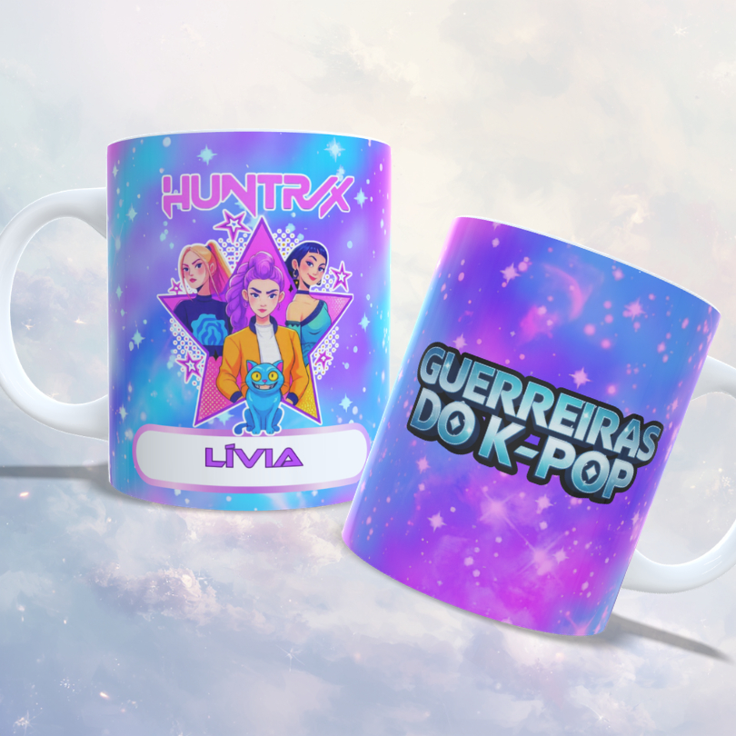Caneca Personalizada com Nome Guerreiras do K-Pop Huntrix Cerâmica ou Polímero em Oferta na Shopee