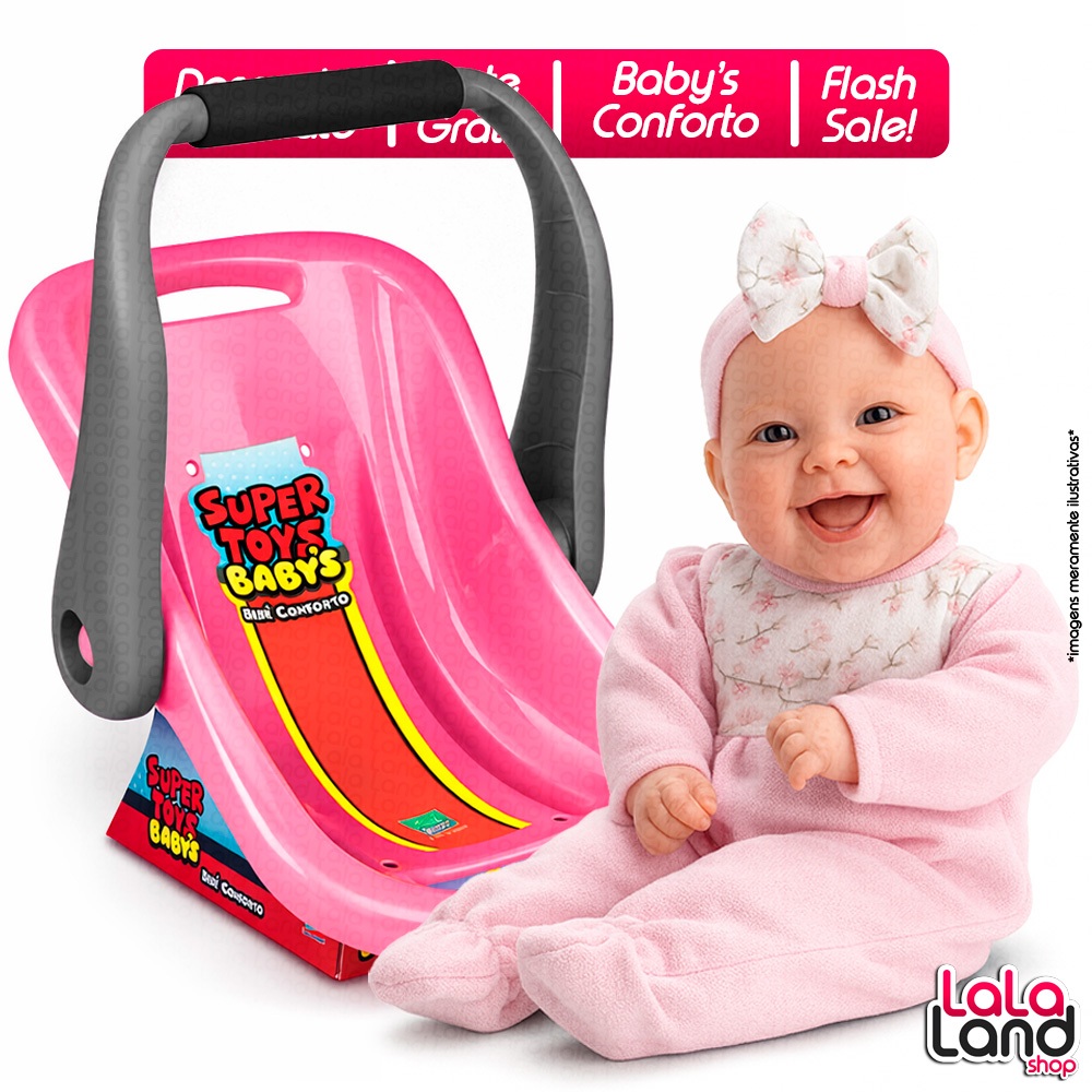 Kit Boneca Reborn Lola e Bebê Conforto Super Toys 33cm Assento para Bonecas com Alça Brinquedo Infantil em Oferta na Shopee