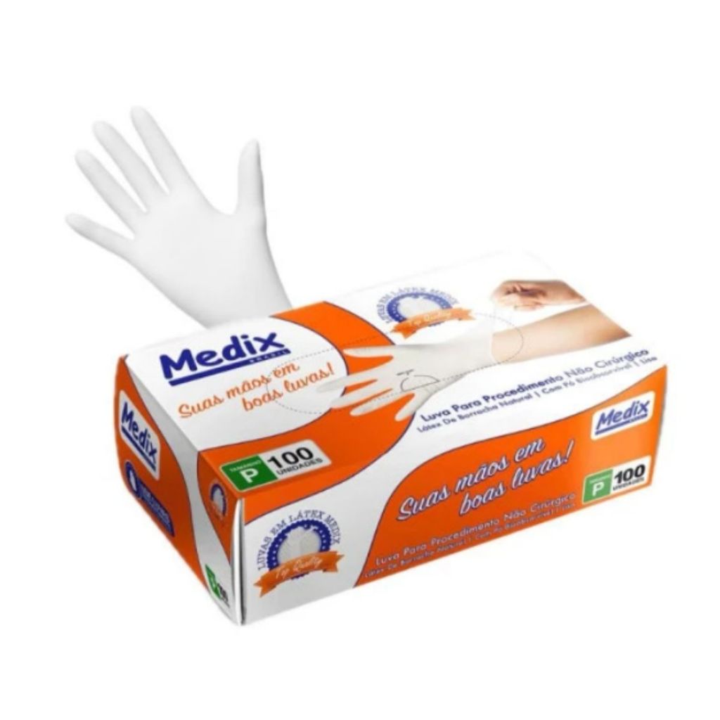 LUVA DE LÁTEX COR BORRACHA NATURAL NÃO ESTÉRIL COM PÓ DA MEDIX