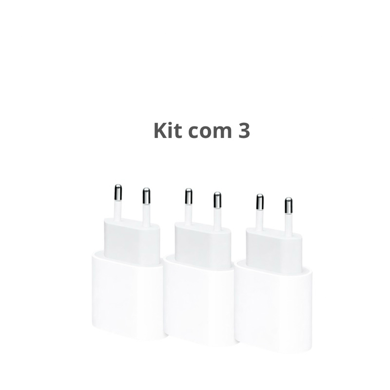 Kit com 3 ou 5 Fontes Turbo 20w Compatível iPhone Carregamento Rápido / Dados em Oferta na Shopee