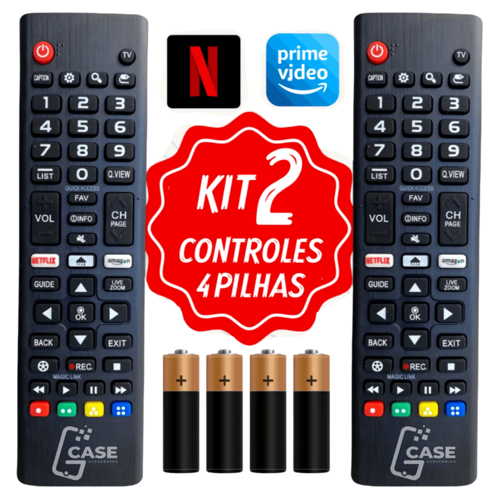 KIT 02 Controle Remoto PARA TV LG Generico Smart 4K LED LCD 24 32 40 43 50 55 65 Polegadas