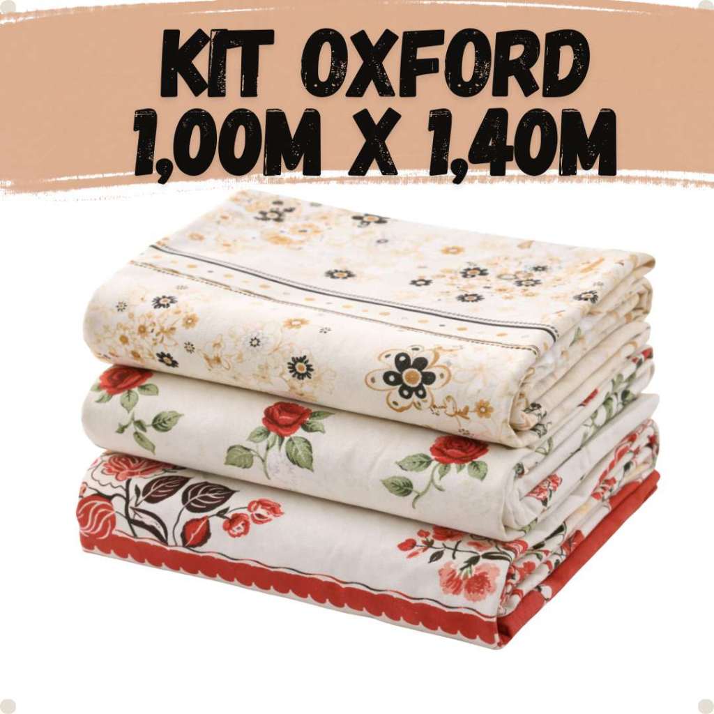 Kit Promocional 3 Toalhas Oxford 1,00m x 1,40m Mesa 4 Lugares Sortidas