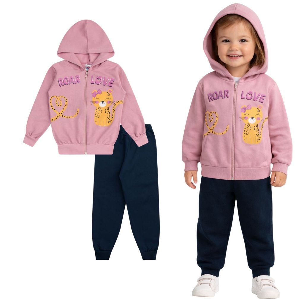 Conjunto  Moletom Infantil MENINA com Zíper e Capuz - 01 ao 08 SORTIDOS em Oferta na Shopee