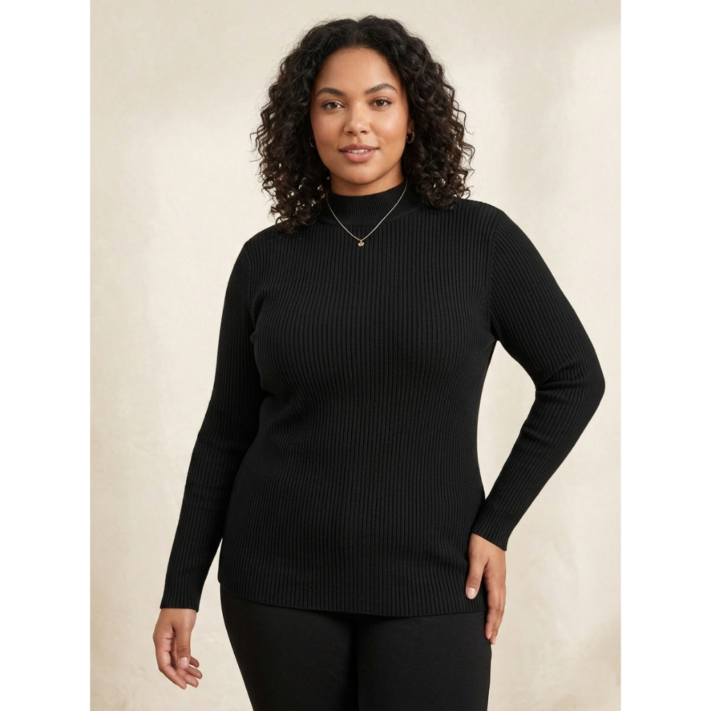 Blusa Meia-Estação Plus Size Unissex Canelada G1 G2 G3 – Conforto Premium 64% Poliéster 33% Viscose 3% Elastano