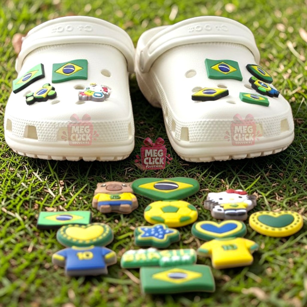 Kit 10 Pins Brasil Copa | Bottons para Sandálias, Babuches e Personalização
