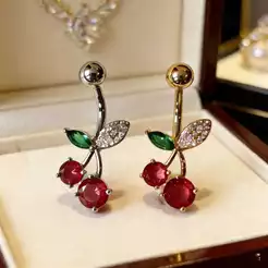 Pretty Rhinestone Vermelho Cereja Botão Do Umbigo Barbell Ring Body Piercing