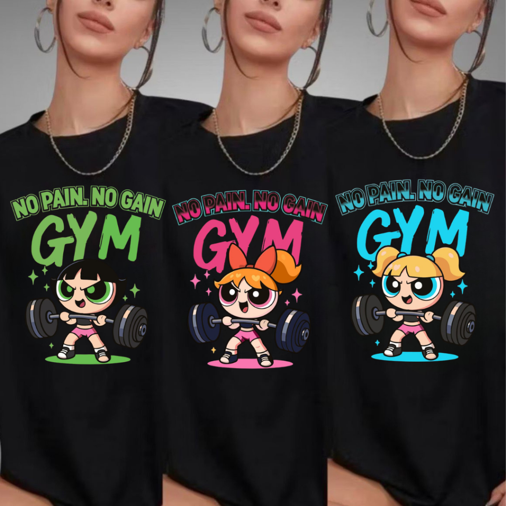 Camiseta Feminina 100% Algodão Meninas Poderosas Academia Treino Gym No Pain