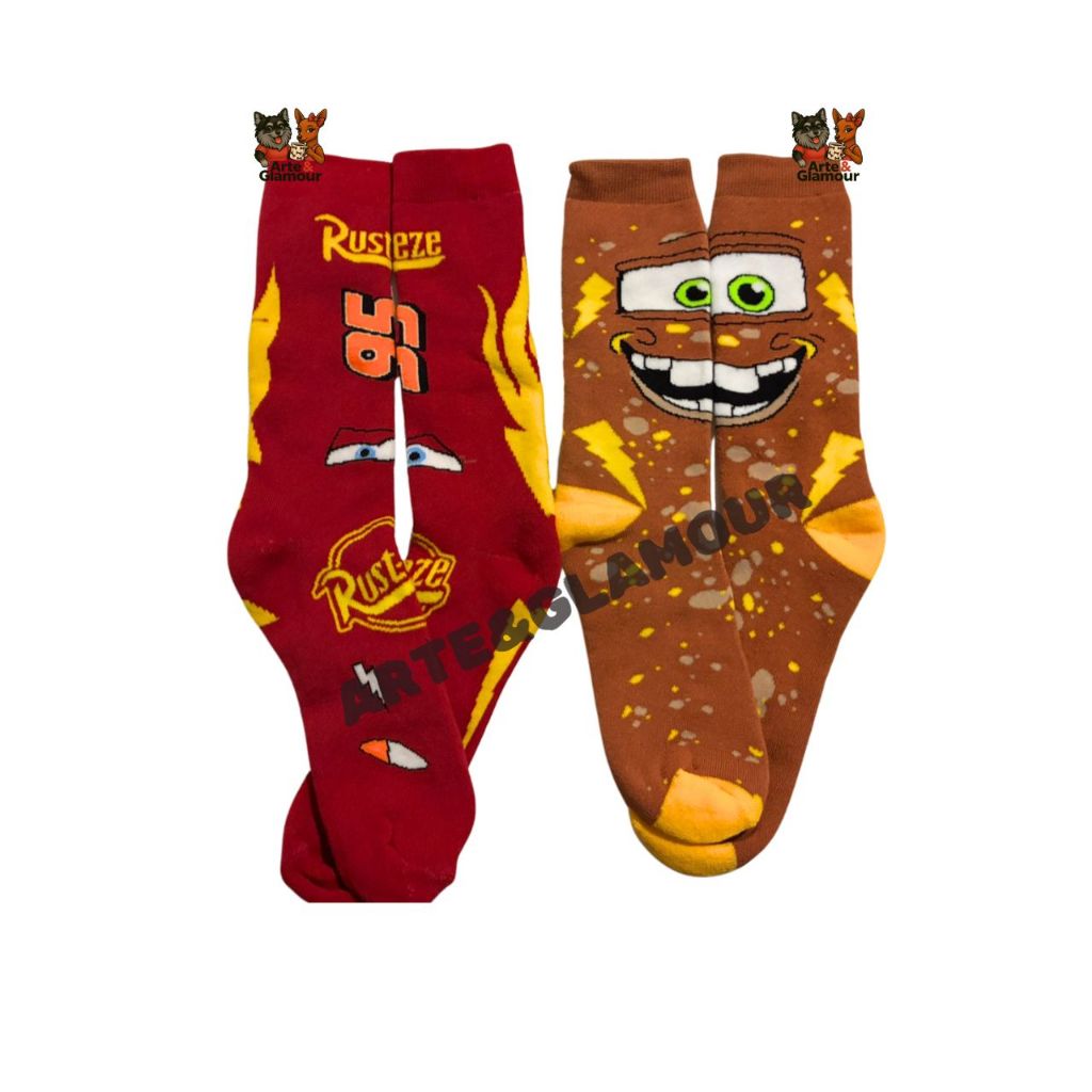Meia Divertida Relâmpago McQueen Estampada Infantil 24 ao 33 e Adulto 33 ao 44 Presente Criativo Confortável em Oferta na Shopee