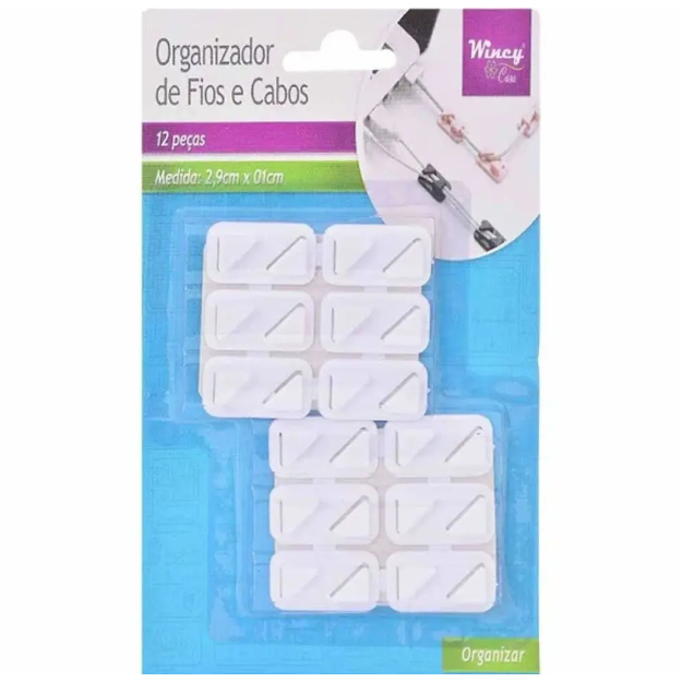 Kit 6 Pares Organizador De Fios De Plástico 12 Peças Branco