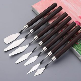 7 pcs Conjunto Espátula Artista - Faca de Aço Inoxidável para Pintura a Óleo e Ferramentas de Desenho em Oferta na Shopee