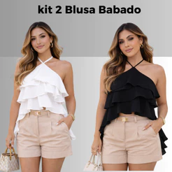 Kit 2 Blusas Femininas Com Babado, Leves, Elegantes e Perfeitas Para Qualquer Ocasião
