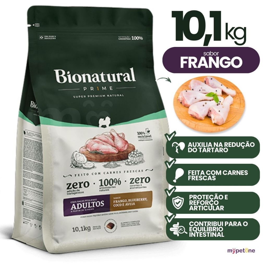 Ração Bionatural Prime Frango Cães Raças Pequenas 10,1kg
