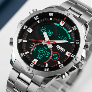 Relógio Masculino Skmei AnaDigi 1146 Prata e Preto, Original, Resistente a Agua 1 Ano de Garantia em Oferta na Shopee