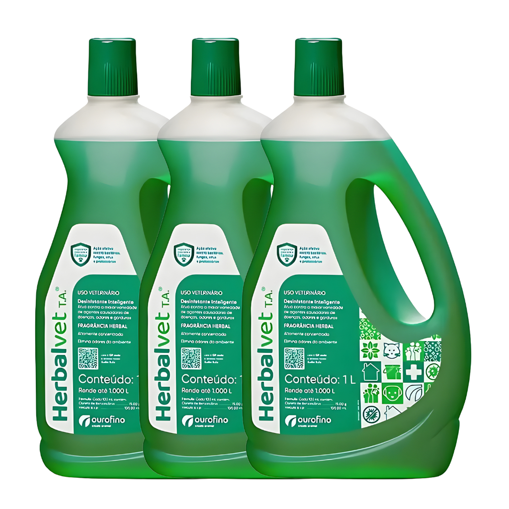 Kit 3 Herbalvet Desinfetante Ourofino - 1L