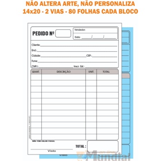 02 Talões Pedido 14x20 Papel Copiativo 2 vias 80 folhas cada bloco "Leia a Descrição" Papelaria em Oferta na Shopee