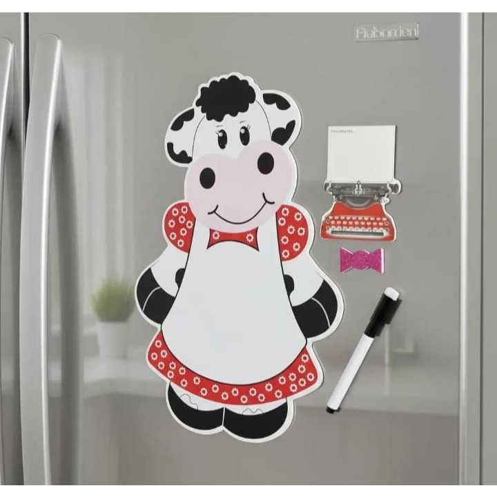 Lousa Magnética para geladeira Vaquinha olhos resinados
