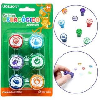 Kit 6 Carimbo Pedagógico com Tinta Infantil Professores e Pais para Alunos Escolar Leo & Leo em Oferta na Shopee