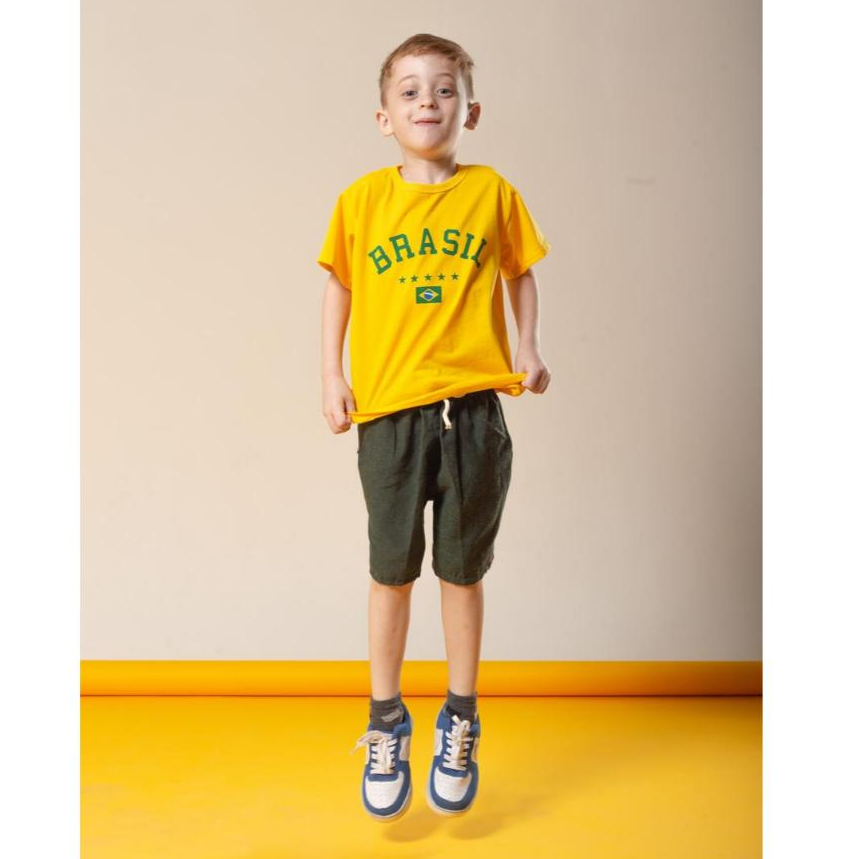 Camiseta Camisa blusa Infantil Com Bandeira do Brasil. 100% Algodão 3 Estampas 2 a 10 Anos Unissex.