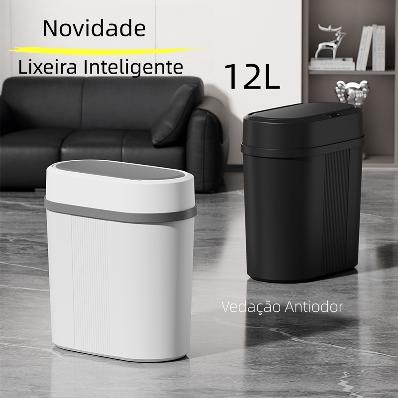 Lixeira Automática Inteligente 12L Com Sensor Para Cozinha Sala Banheiro E Escritório