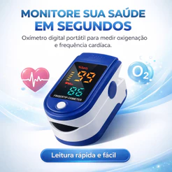 Oxímetro de Dedo Digital Portátil SpO2 Monitor de Oxigênio no Sangue e Batimentos Cardíacos LED
