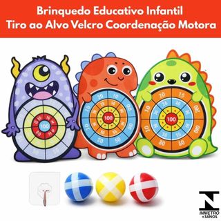Brinquedo Educativo Infantil Tiro ao Alvo Velcro Coordenação Motora Criança