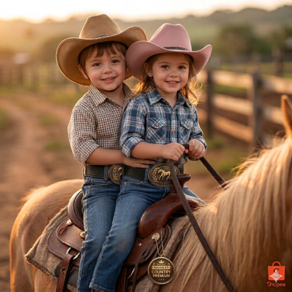 Cinto Country Infantil Festa Junina Rodeio 🤠 Fivela Peão Sertanejo Menino Menina Ajustável
