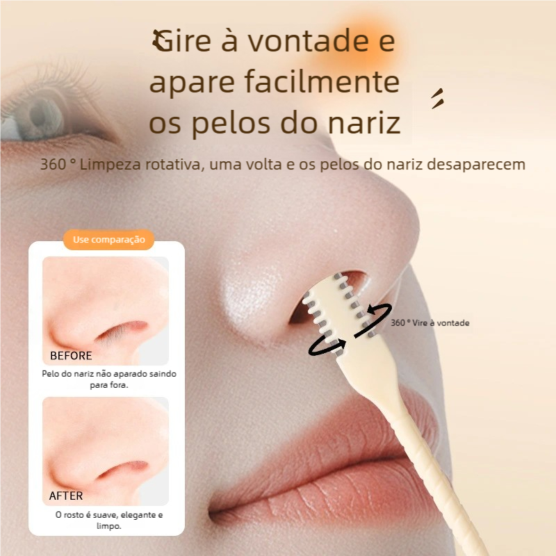 Aparador de Pêlos Nasais - Ferramenta de Remoção Lavável, Portátil, Cabeça Dupla 360° Giratória