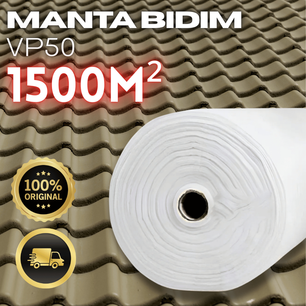 Manta Bidim VP50 1500m Geotêxtil Impermeabilização e Vedação Telhado Laje Reforço Estrutural Manta