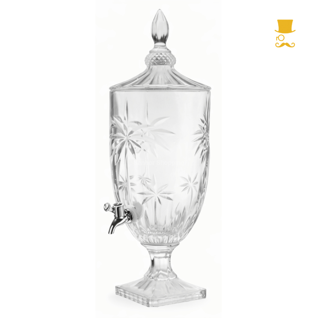 Suqueira de Vidro 4,5L com Torneira e Tampa Dispenser para Sucos e Bebidas Imperial Palmeira Diamond