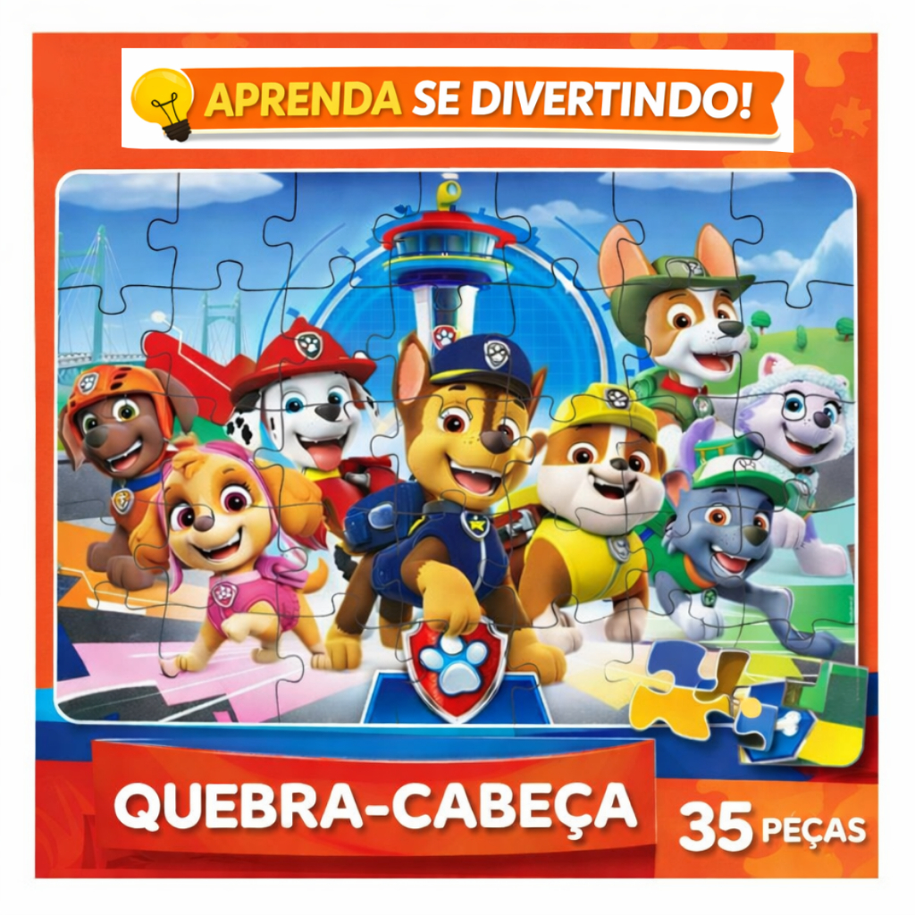 Quebra-Cabeça Jogo Infantil Educacional Pedagógico 35 peças - Patrulha Canina em Oferta na Shopee