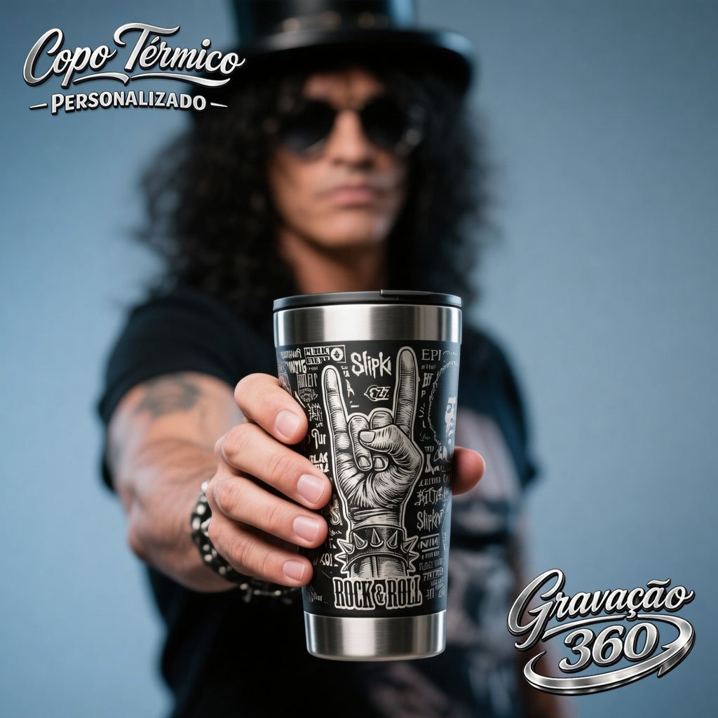 Copo Térmico 473ml Personalizado Gravados a Laser 360° Bandas Famosas Lendas do Rock Gravação em Oferta na Shopee