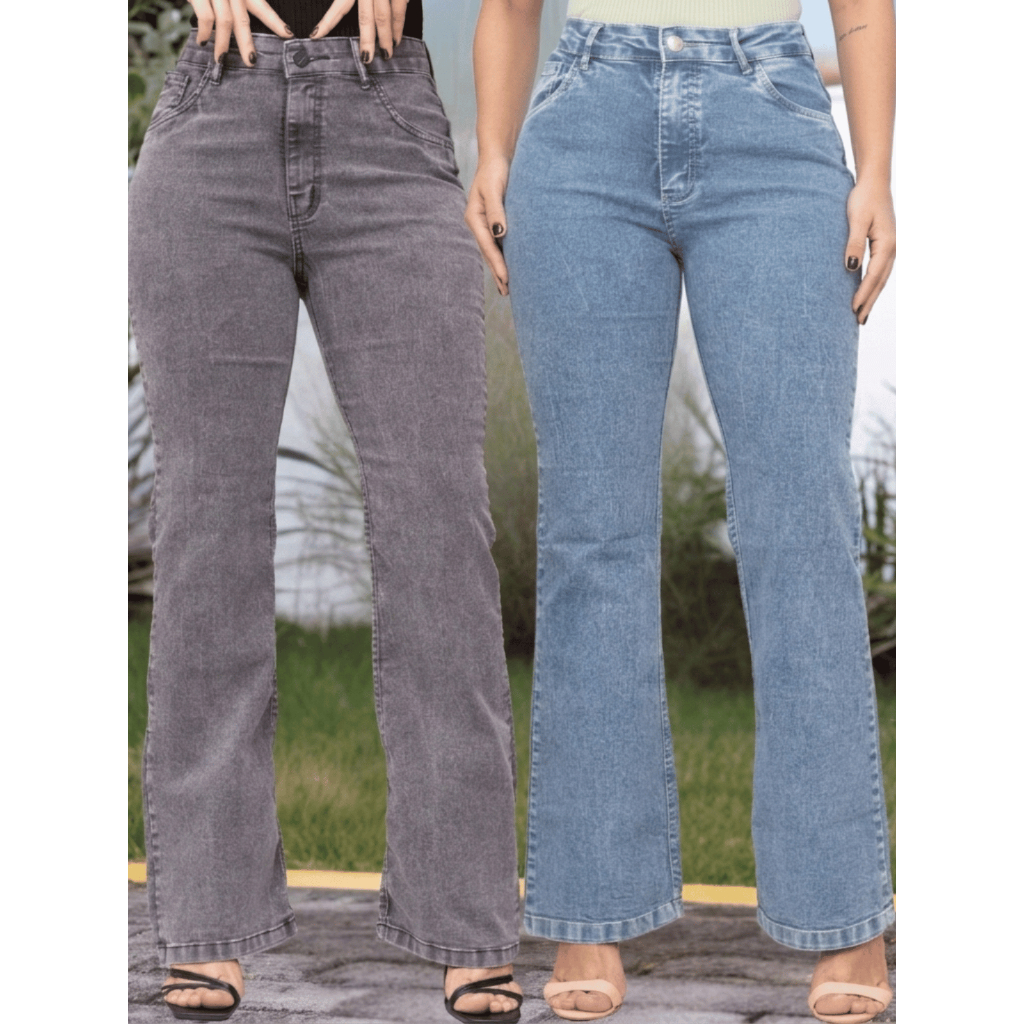 Calça Flare Boca De Sino Cintura Alta Levanta Bumbum Com Lycra Premium em Oferta na Shopee