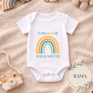 Body Bebê Arco-Íris – Significado Especial– estampado frases revelação gravidez surpresa manga curta manga longa em Oferta na Shopee