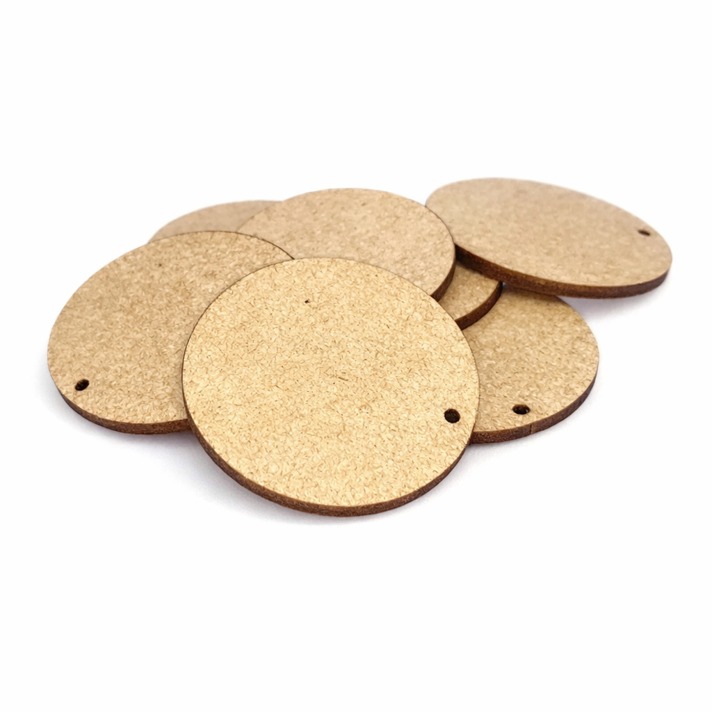 KIT 50 BOLACHAS COM FURO 5CM EM MDF CRU - DECORAÇÃO/PAPELARIA/ARTESANATO/CHAVEIRO/LEMBRANCINHA