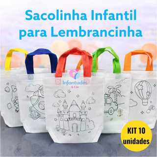 Sacolinhas para Colorir Infantil 10 Peças 22x24cm Reutilizável, Lembrancinha Festa Aniversário Escolar Artesanato em Oferta na Shopee