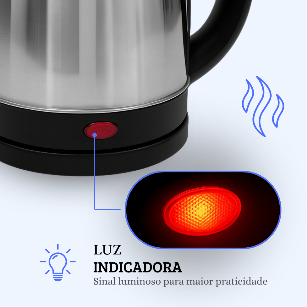 Chaleira Elétrica Kaza+ 1,8L Chaleira Eletrica Inox Aquecimento Rápido e Desligamento Automático · foto 2