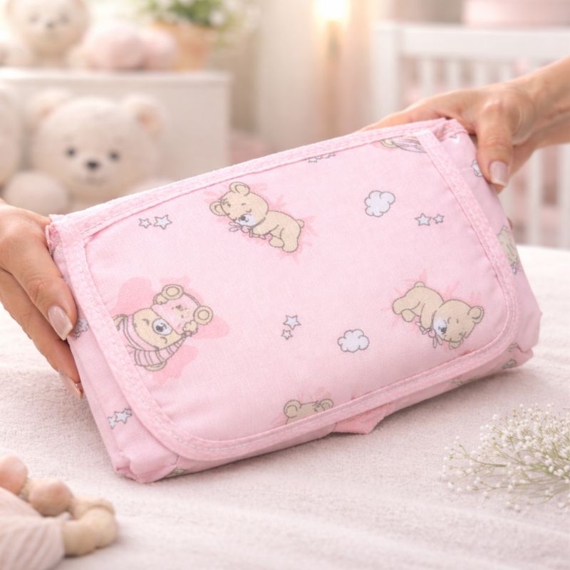 Trocador de Fralda Portátil Bebê Impermeável Dobrável 100% Algodão Lindas Estampas Presente