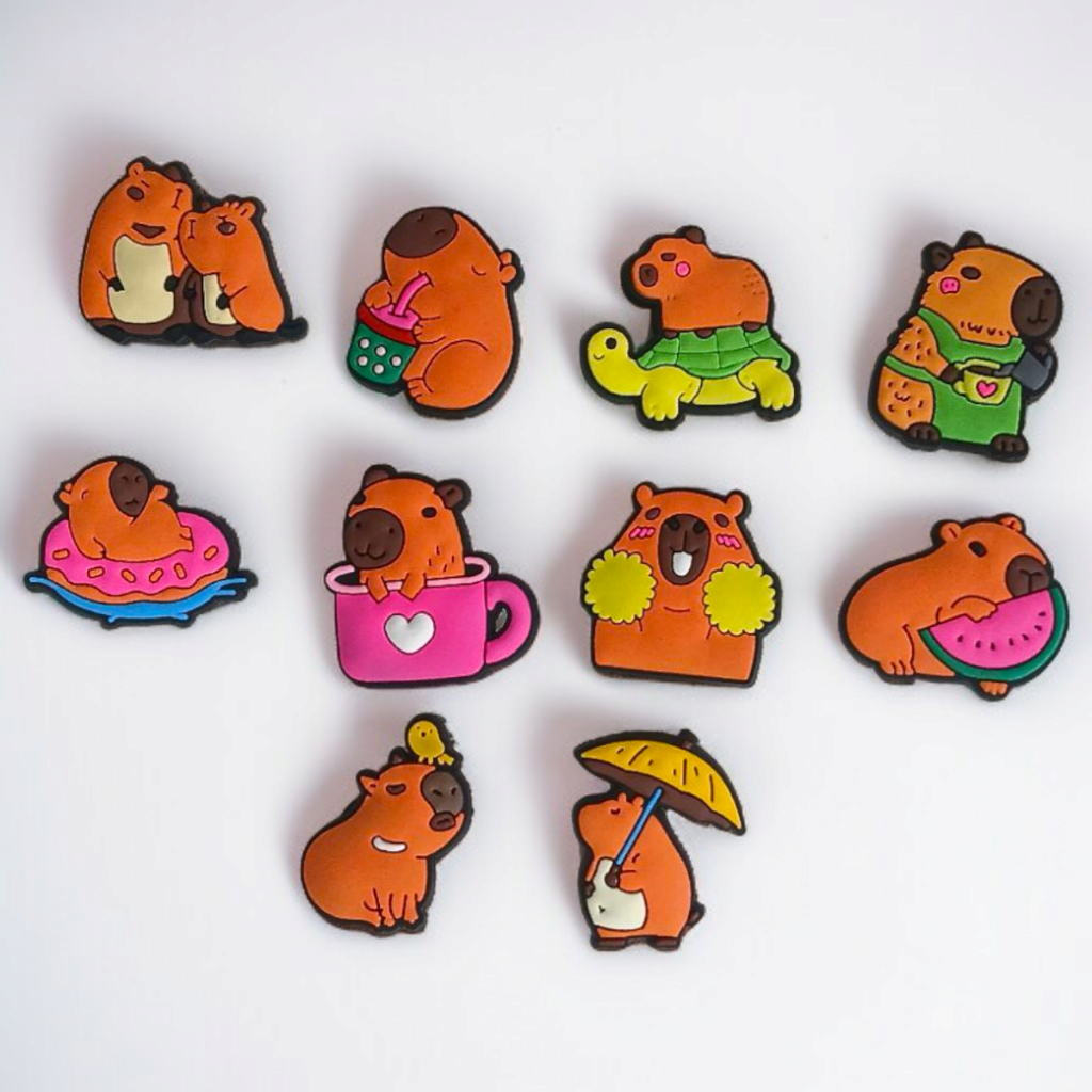 Kit Pins Capivara Fofa para Babuche Bottons Decorativos Enfeites Personalizados para Sandália