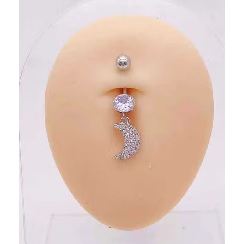 Piercing Borboleta pingente com pedraria cor Prata/Dourado Aço cirúrgico para Umbigo Durável