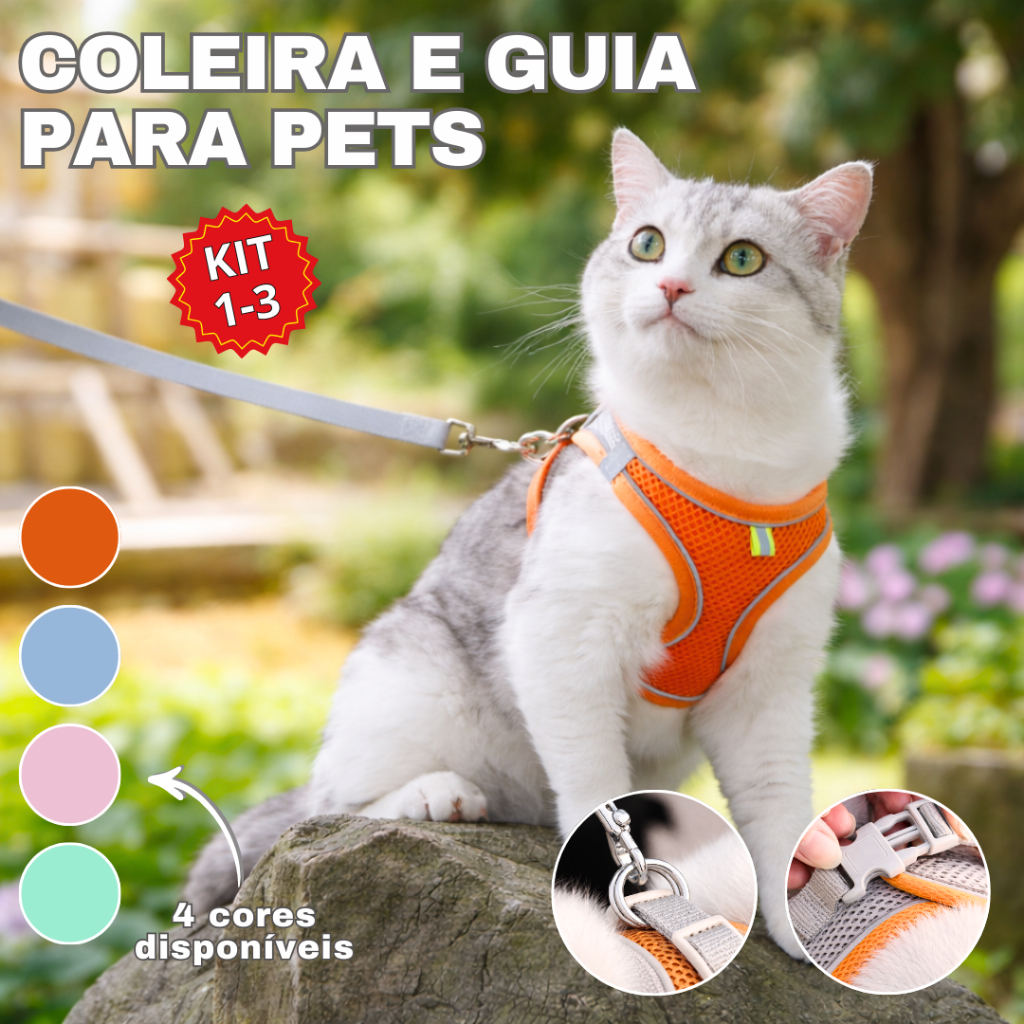Coleira e Guia para Cães e Gatos Diversos Tamanhos Para Pequeno e Médio Porte em Oferta na Shopee