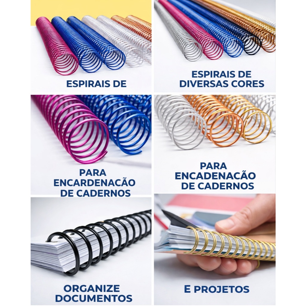 Espiral Metálico Encadernação 20mm/120 Folhas A4 (5 Unid.) em Oferta na Shopee