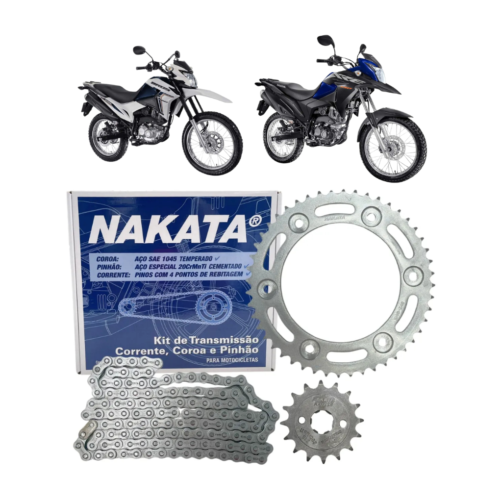 Kit Relação Transmissão NXR Bros 160 XRE 190 2015 2016 2017 2018 2019 2020 2021 2022 2023 Nakata em Oferta na Shopee