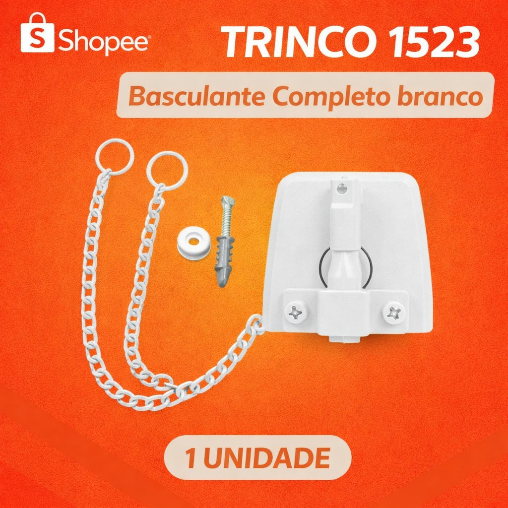 Trinco Basculante 1523 Com Corrente Argolas Calota Cor Branco em Oferta na Shopee