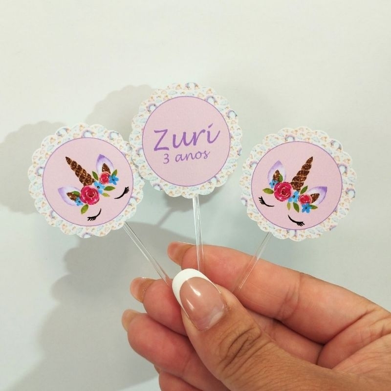 TOPPER DE DOCES OU CUPCAKE UNICÓRNIO PERSONALIZADO/ANIVERSÁRIO INFANTIL/LEMBRANCINHA DE FESTA/FAZEMOS TODOS OS TEMAS
