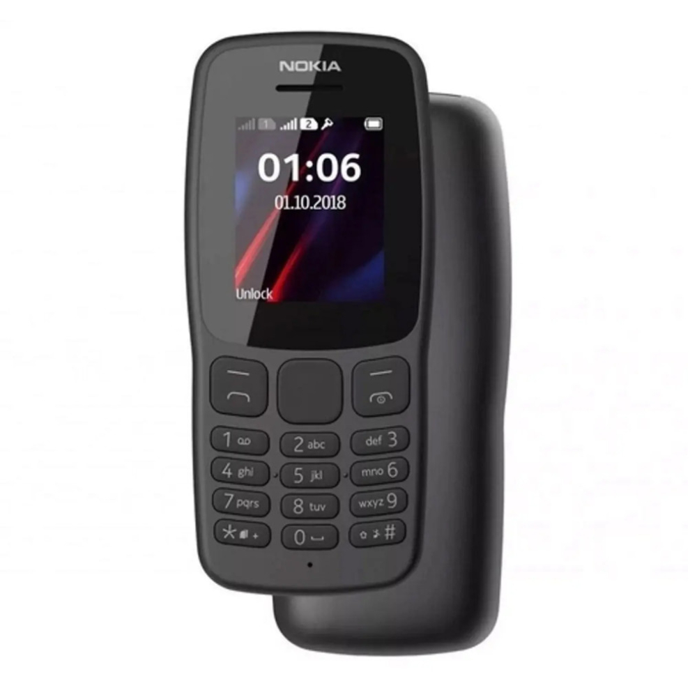 CELULAR NOKIA 106 2G 32MB SINGLE SIM RADIO FM TELA 1.8 PRETO