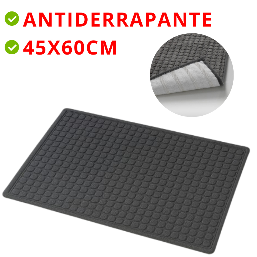 Tapete Antiderrapante 45X60cm Cozinha Universal Banheiro Quarto Para Macio Poliéster Cinza