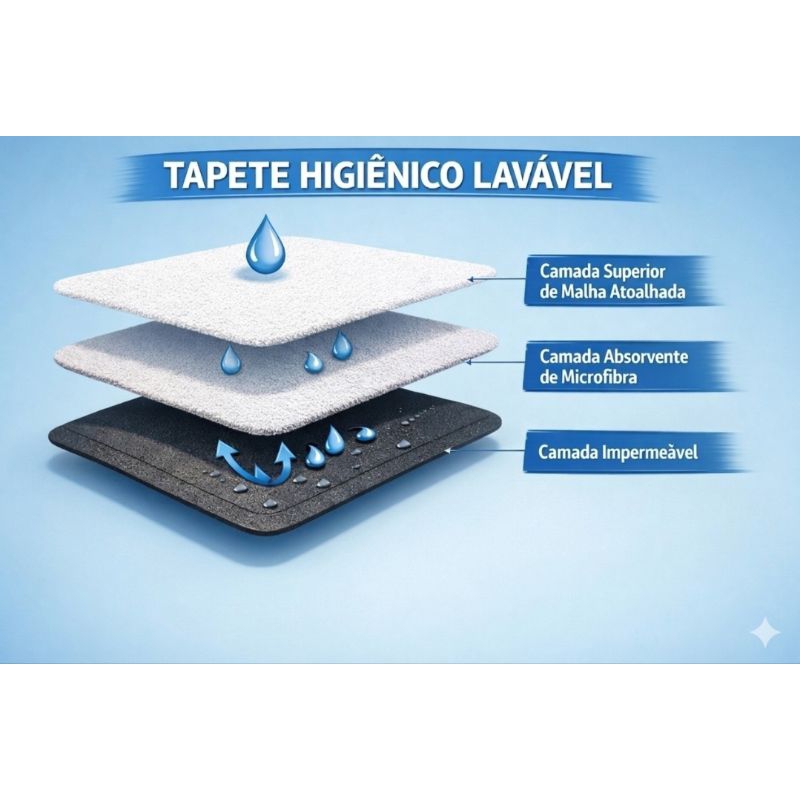 Tapete Higiênico Pet Lavável alta absorção com base impermeável — imagem 2 de 2