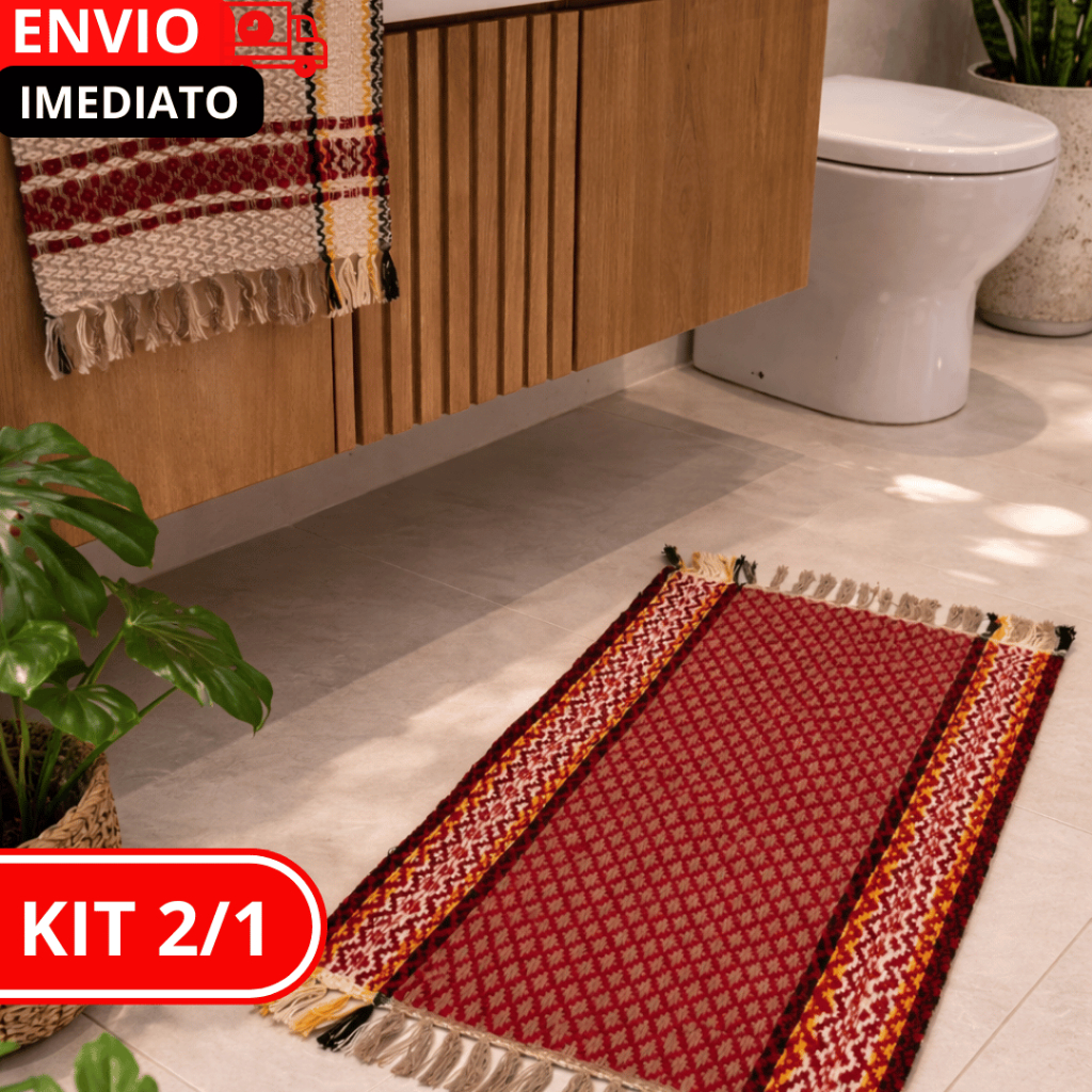 KITS 1/2/3/4/5/6 tapetes p/ banheiro e lavabo atoalhado - luxo - feito a mão - 100% Algodão Premium-