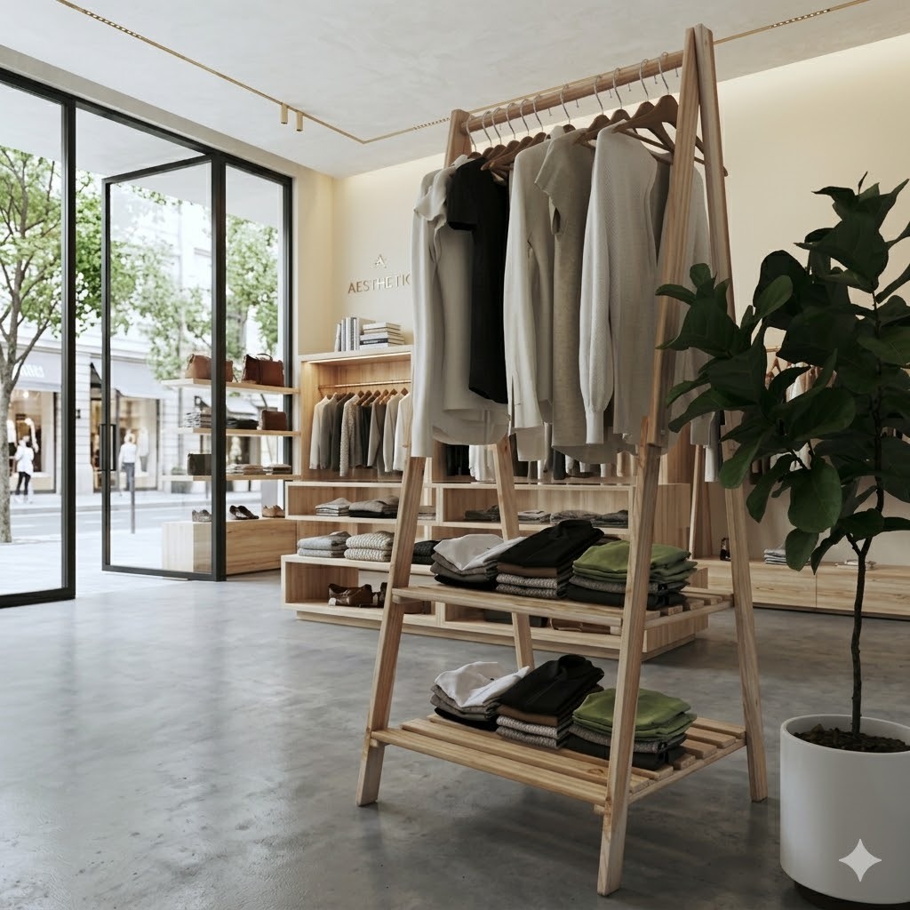 Cabideiro Arara de Madeira Dobrável – Suporte para Roupas Prático e Funcional