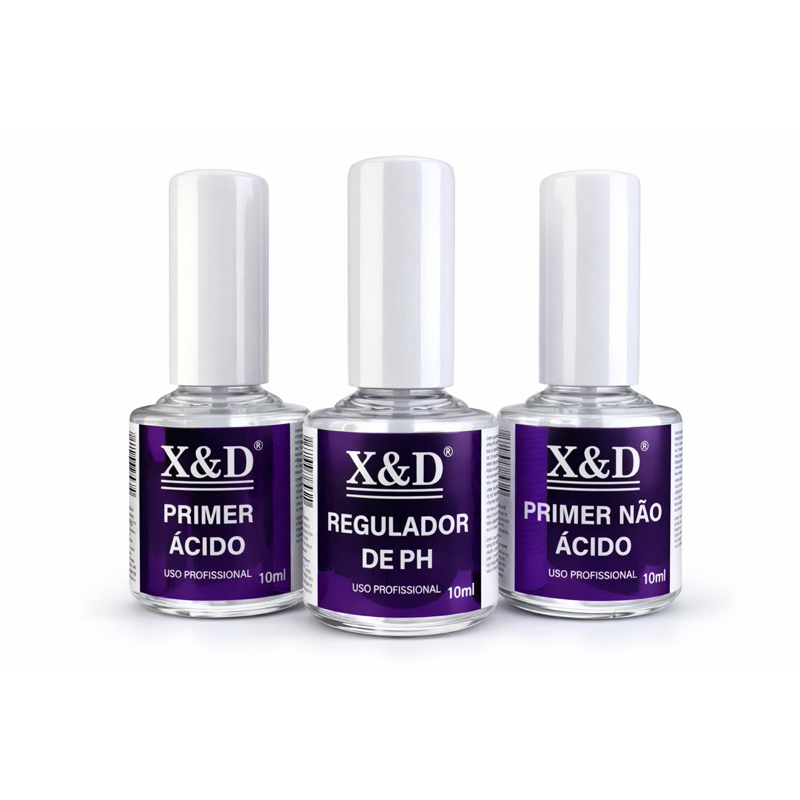 Kit REMOÇÃO 10ml Preparador X&D Primer Ácido+Primer Não Ácido+Regulador De PH Unhas De Gel Acrigel E Porcelana